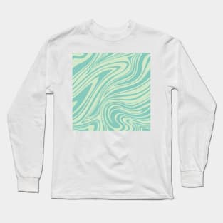 Groovy Swirling Liquid Pattern - Teal Long Sleeve T-Shirt